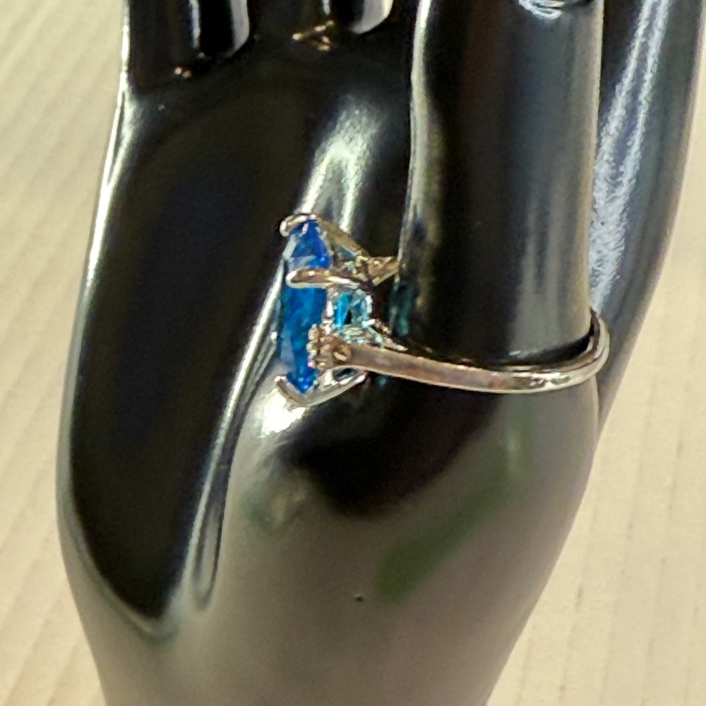 Bold Blue Cushion-Cut Statement Ring Size 10 - image 3